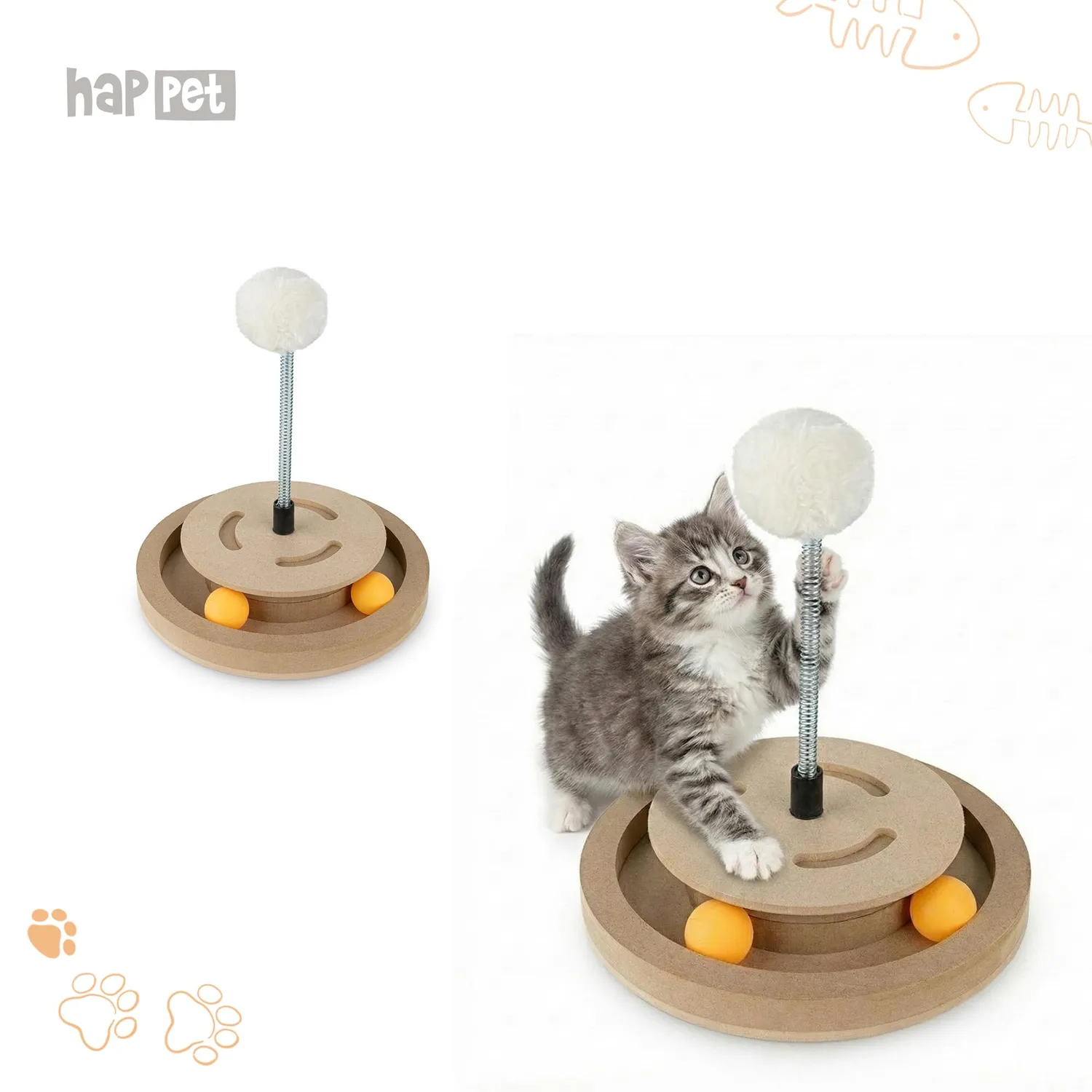 Happet Kratzspielzeug 22cm Beige Kugelbahn