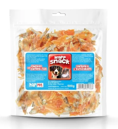 Happet Hähnchenstreifen mit Sardinen Hundesnack 500 g proteinreich