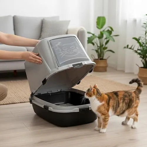 Happet Advance Katzenklo mit Haube 60 cm Grau-Schwarz
