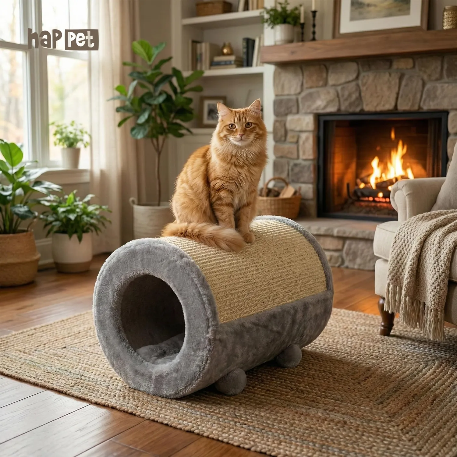 Happet Wandkratzbrett Katze 11x56 cm Sisal creme