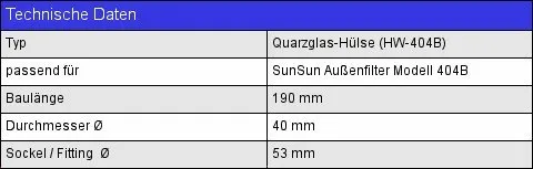 SunSun HW-404B Quarzglashülse Ersatzteil Aquarium
