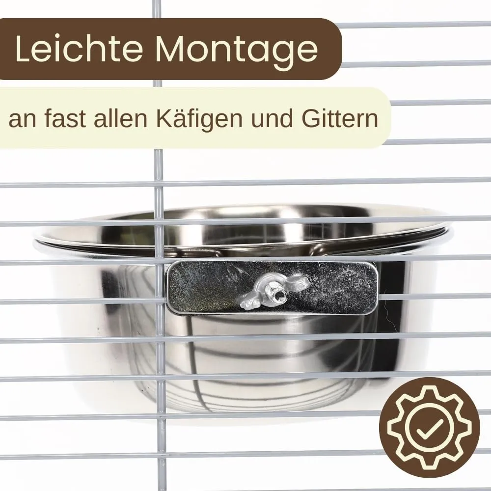Happet Edelstahlnapf Hängenapf 0,6L Halterung
