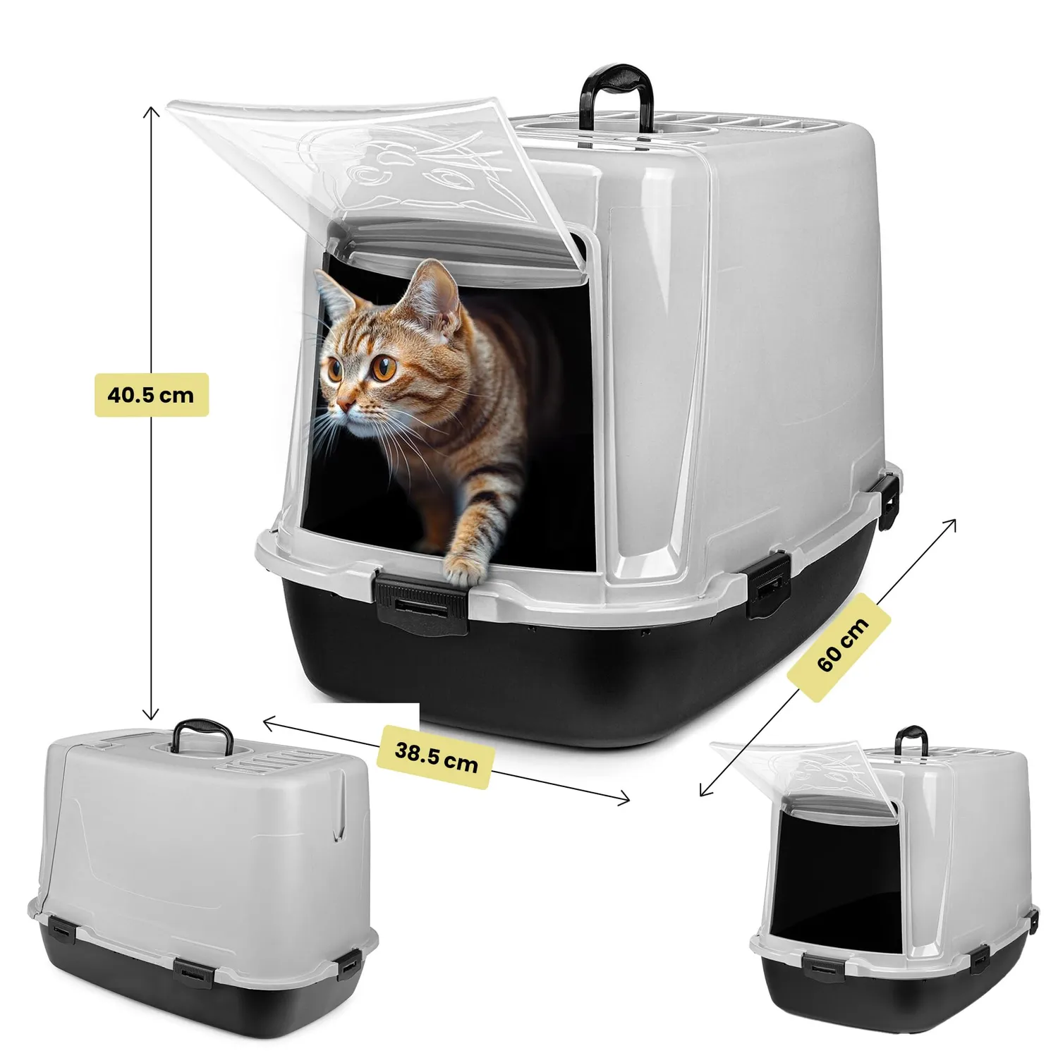 Happet Advance Katzenklo mit Haube 60 cm Grau-Schwarz