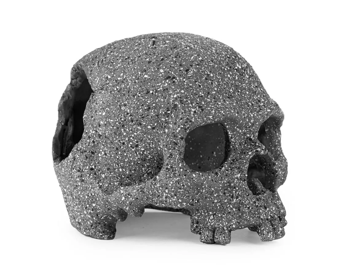 Happet Graphitschädel Terrarium-Deko 15 cm Harz Höhle