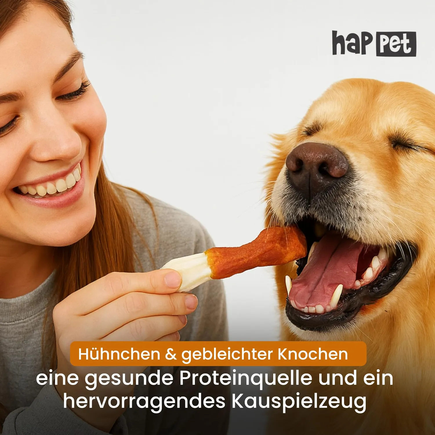 Happet Rinderhaut-Kauknochen Hähnchen 12,5 cm 10er 570 g