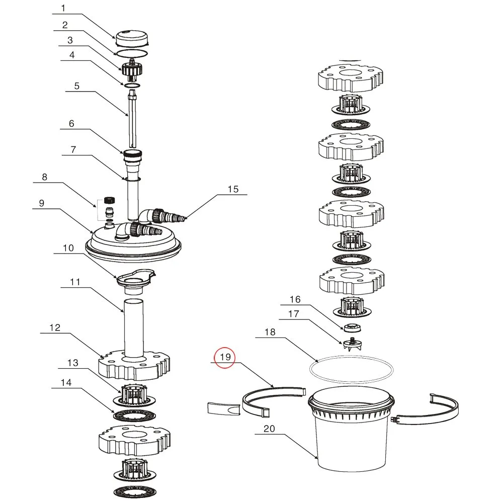 SunSun CPF-280/380/500 Spannring Ersatz Druckfilter-Ring