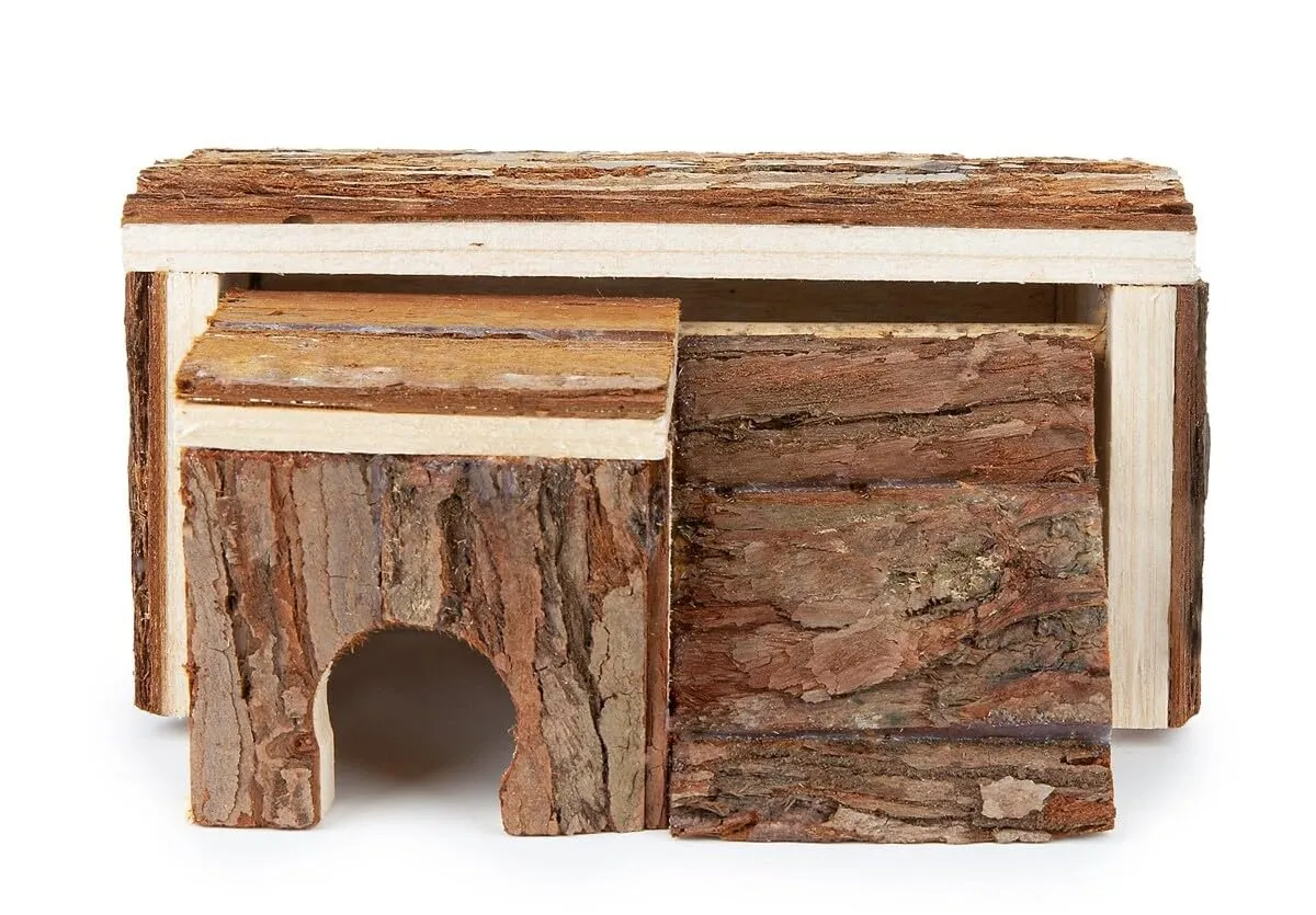 Happet Holzhaus 19 cm Hamsterhaus Rampe Naturholz
