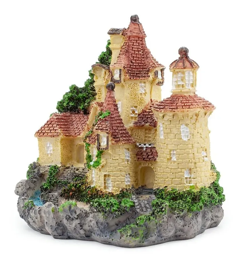 Happet Schloss 8 cm Aquarium Deko rotes Dach