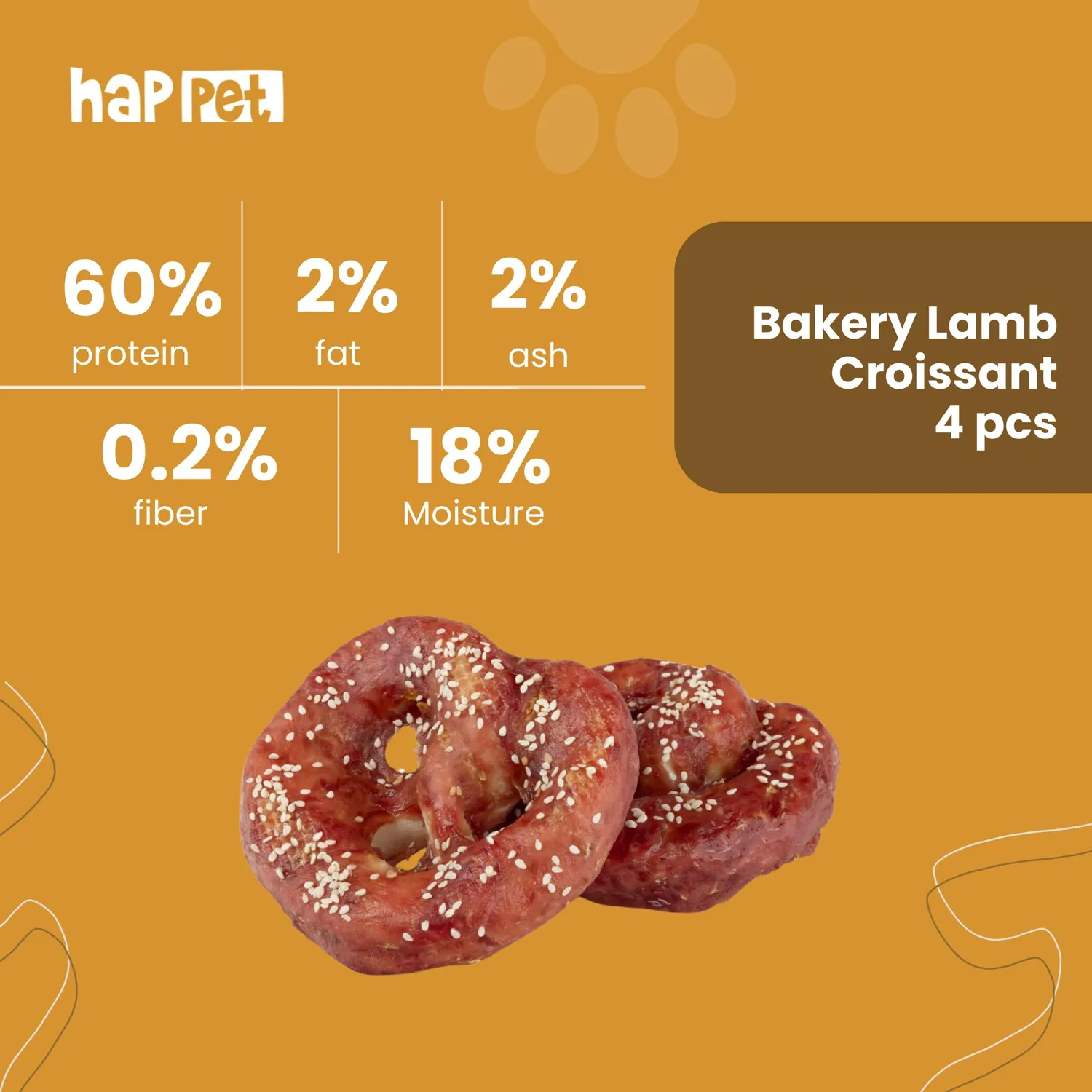 Happet Bakery Lamm Brezel Hundesnack 4 Stück getreidefrei