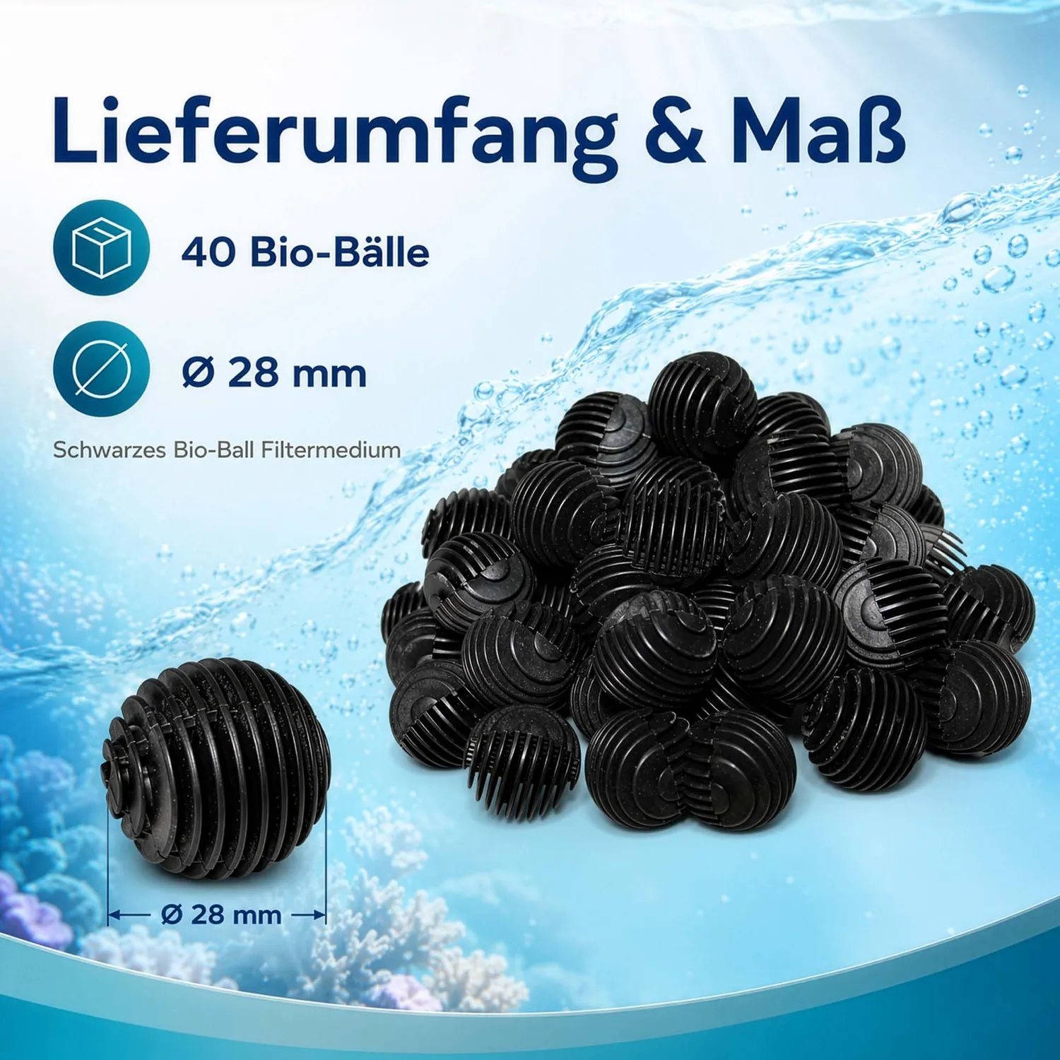 SunSun HW-402B Bio Balls 40 Stück 28mm Filtermedium Süß Salzwasser