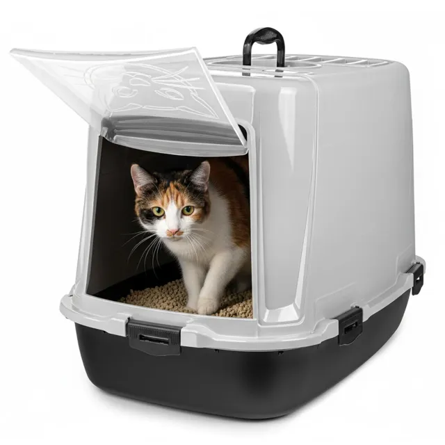 Happet Advance Katzenklo mit Haube 60 cm Grau-Schwarz