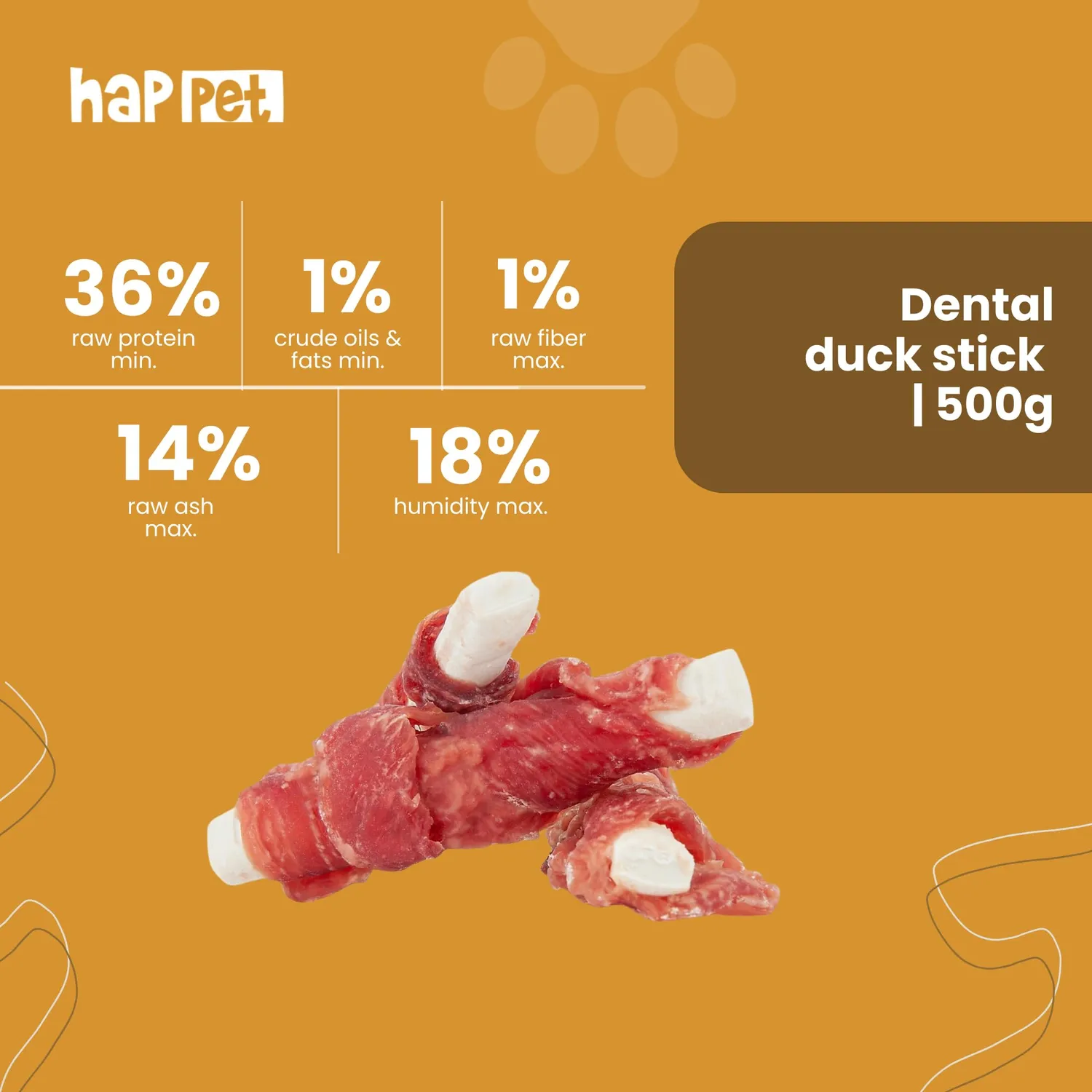 Happet Dental Duck Stick Zahnsnack 500 g Ente