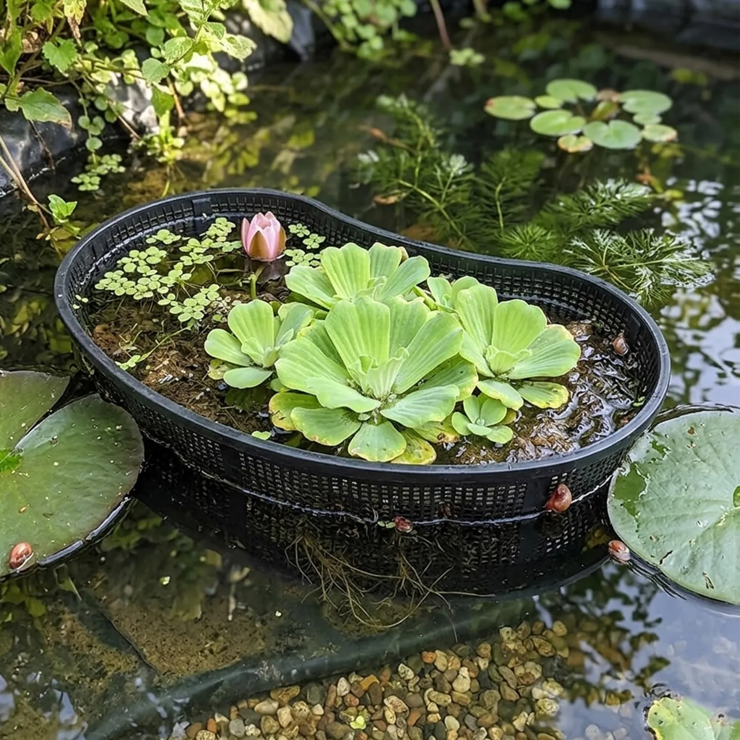 Happet Wasserpflanzenkorb 40 cm Nierenform schwarz