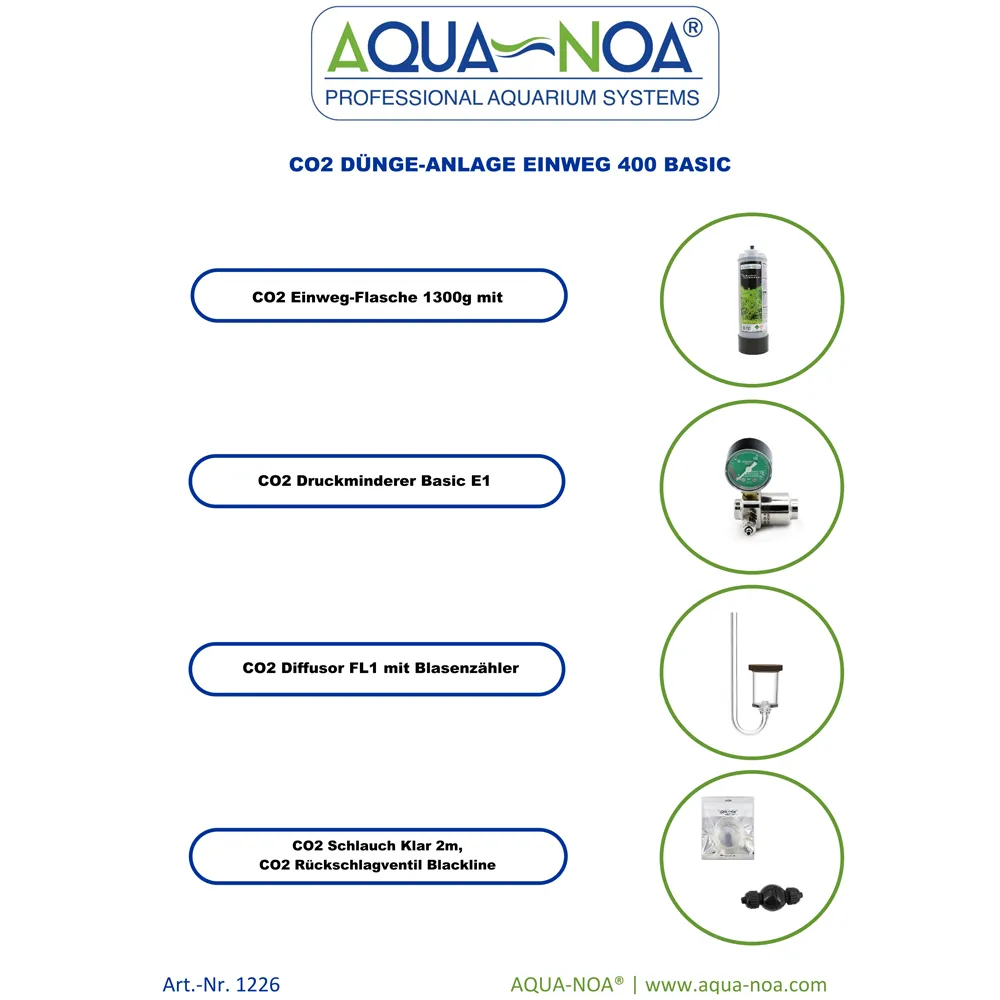 Aqua-Noa CO2 Düngeanlage Einweg 400 Basic Aquarium