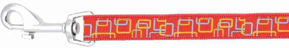 Happet Hundeleine 1,2 m x 2 cm Rot Gelb-Blau Muster