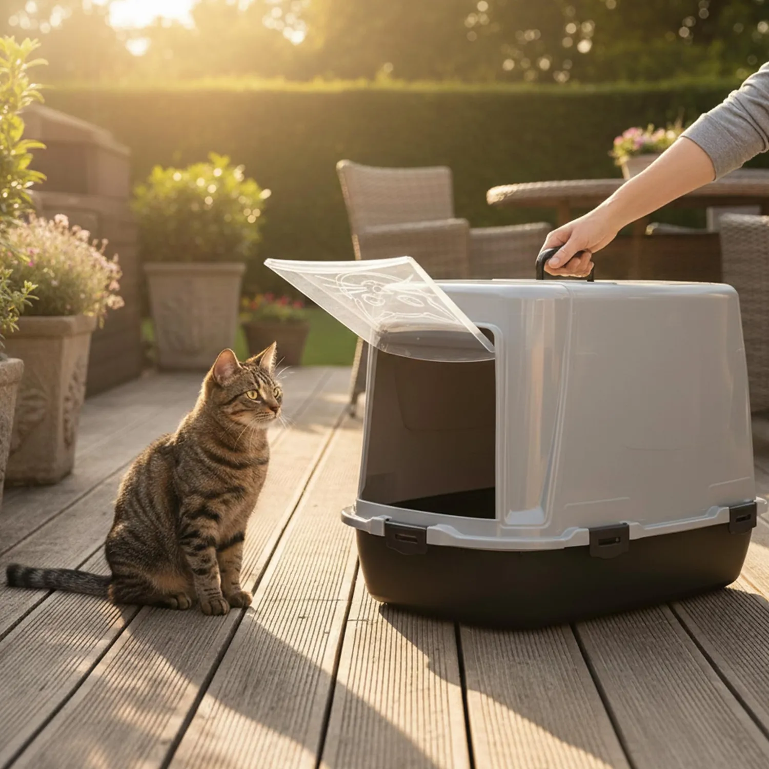 Happet Advance Katzenklo mit Haube 60 cm Grau-Schwarz