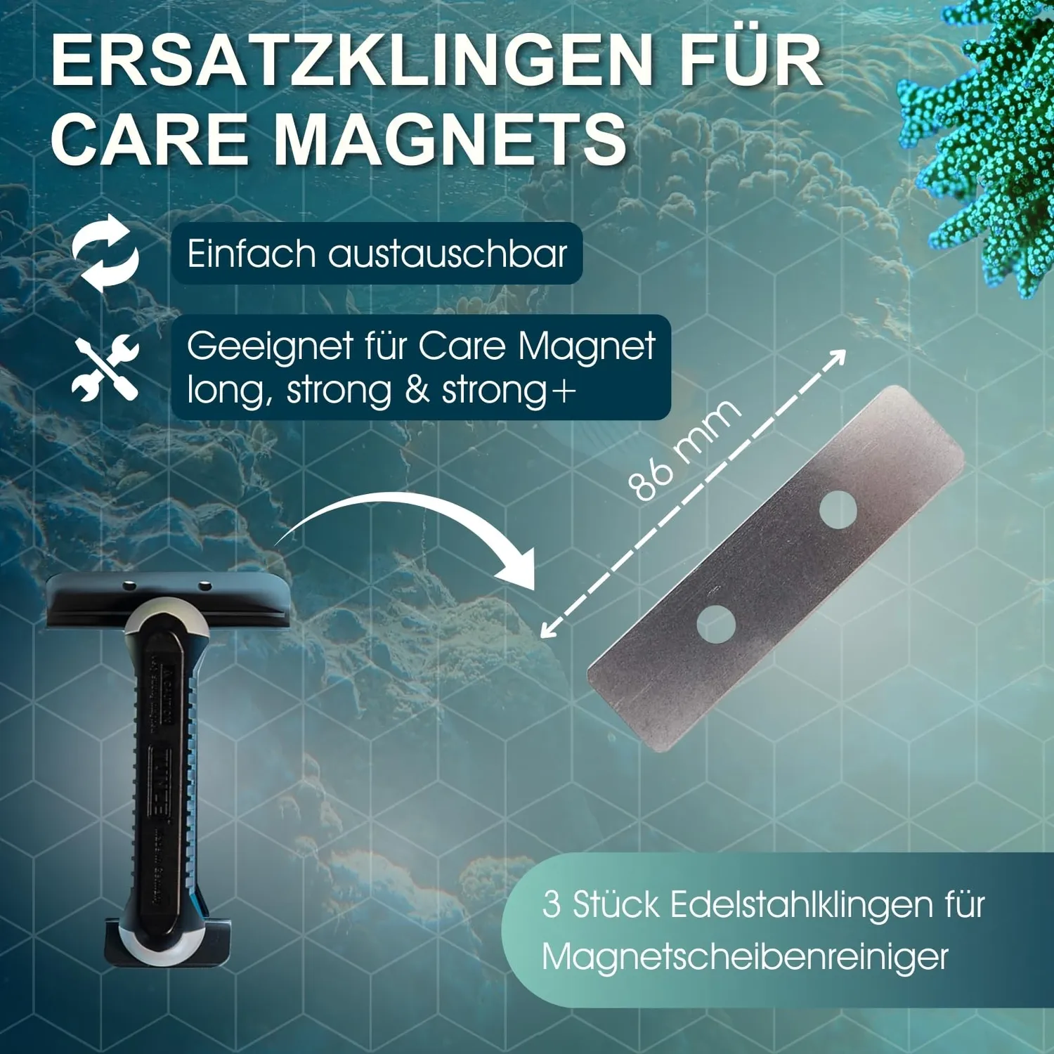 TUNZE Care Magnet Edelstahlklingen Scheibenreiniger 3 Stk