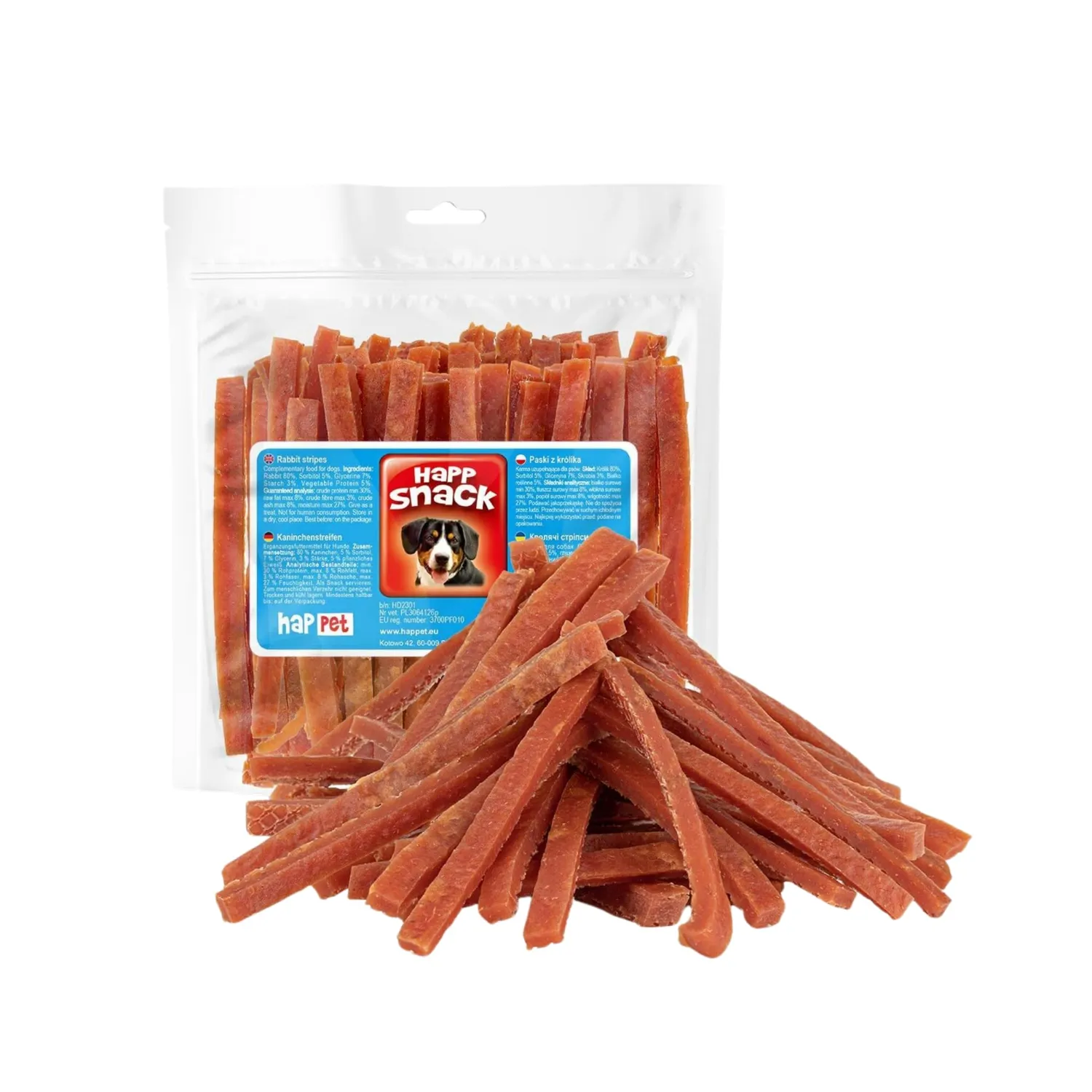 Happet Entenstreifen Hundeleckerli 500 g proteinreich