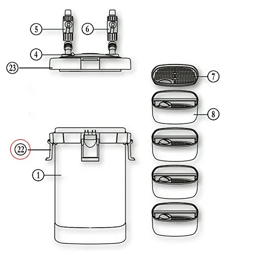 SunSun HW-505A Deckelclip Außenfilter Verschlussklammer
