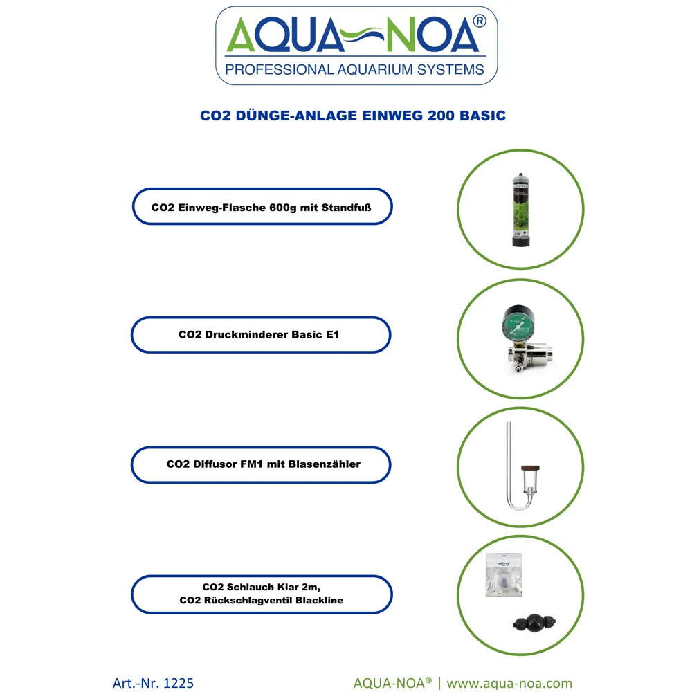 Aqua-Noa Einweg 200 Basic CO2 Düngeanlage komplett