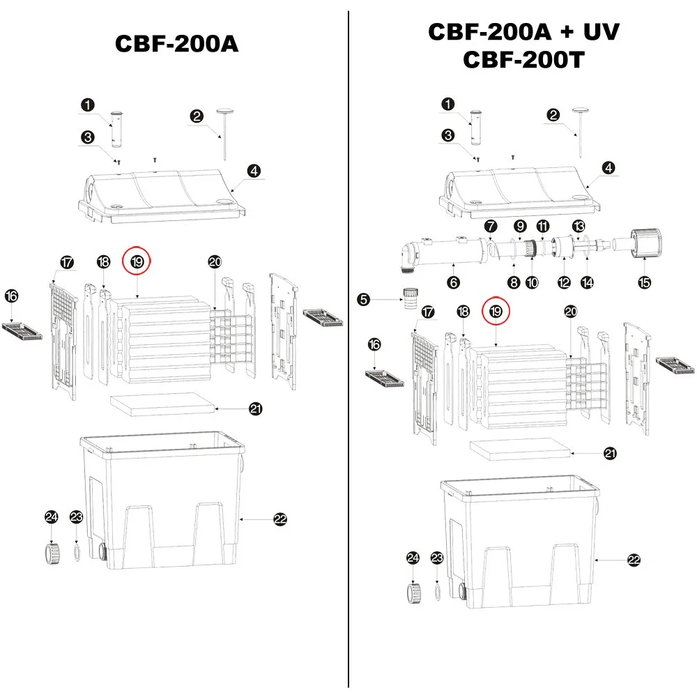 SunSun CBF-200 Gelber Schwamm Ersatz Teichfilter Bio