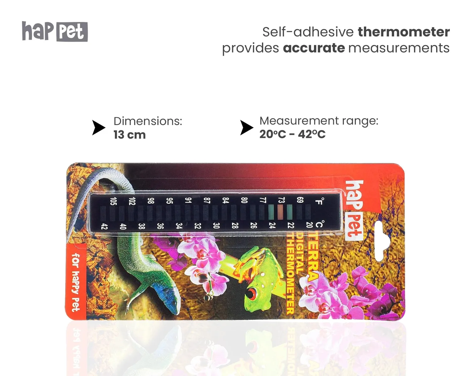 Happet Thermometer Terrarium selbstklebend 13 cm 20-42 °C