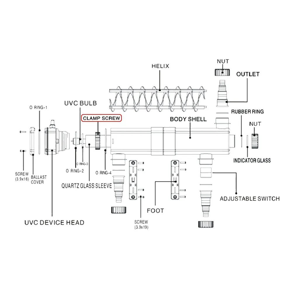 SunSun CUV-224 UVC-Klärer Quarzglasfixierung A Originalteil
