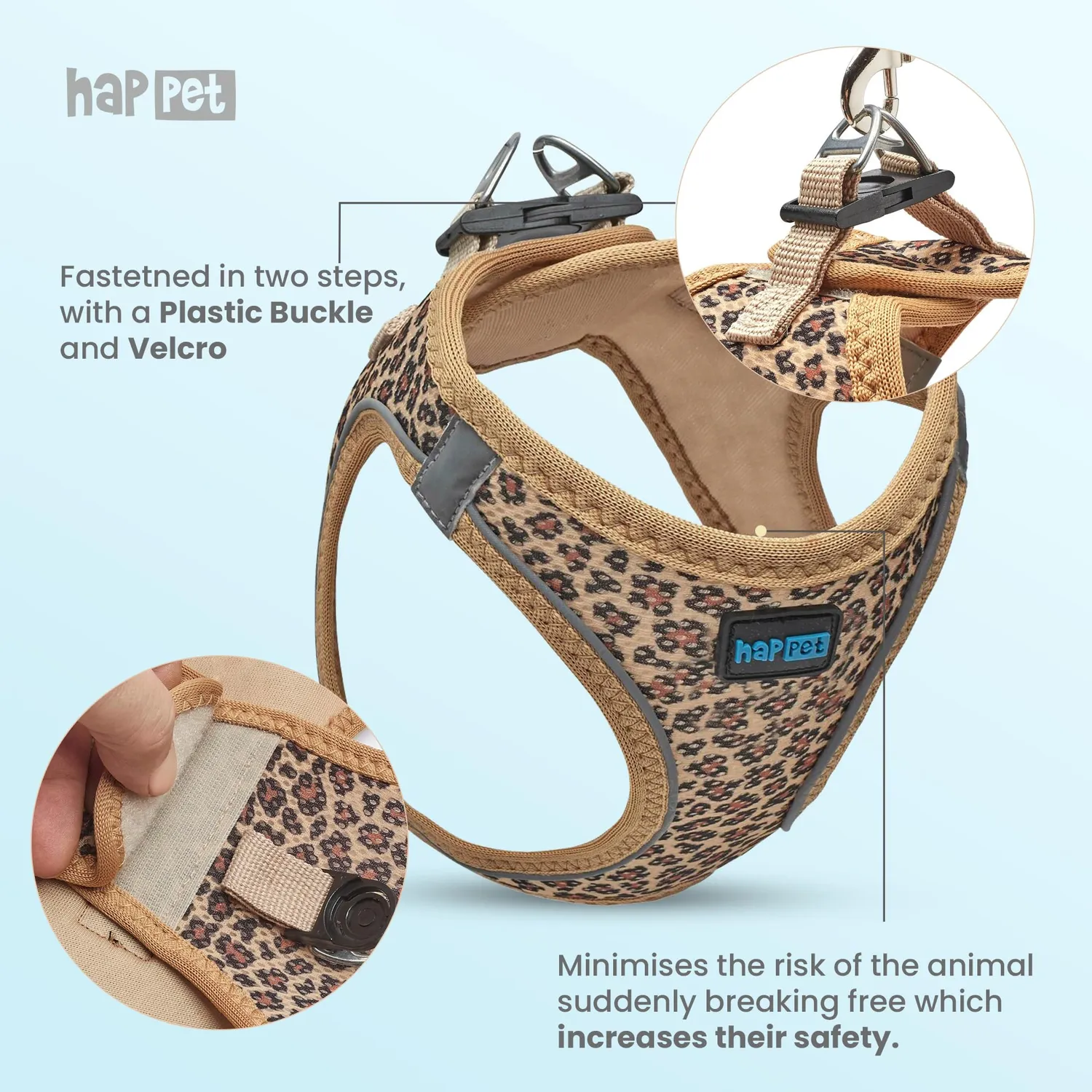 Happet Hundegeschirr M Leopard Air-Mesh Softgeschirr