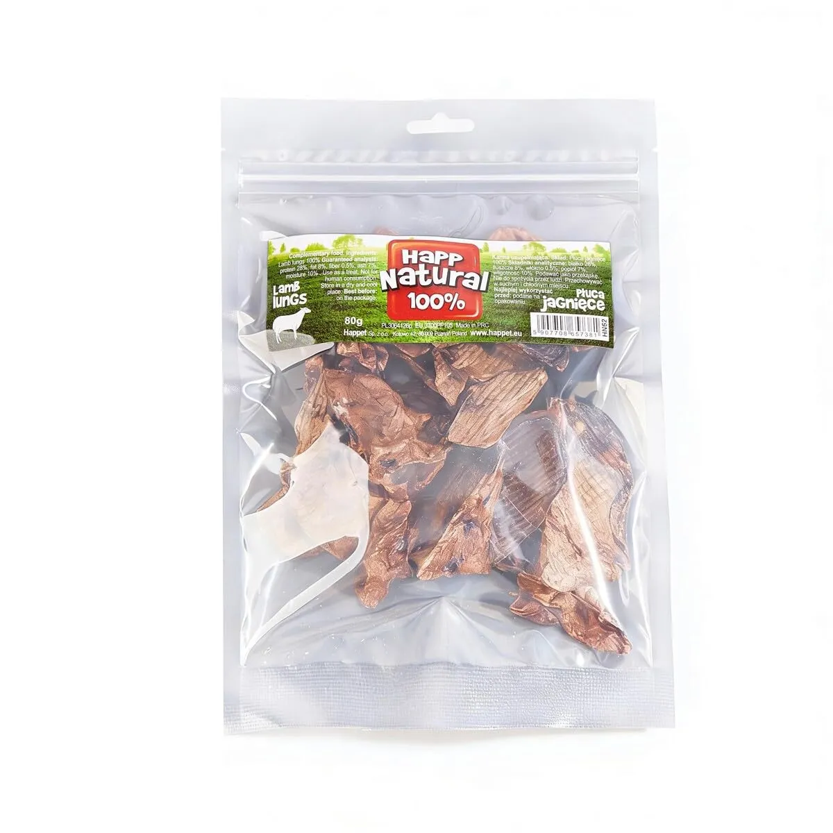 Happet Getrocknete Lammlunge Hundesnack 80g fettarm