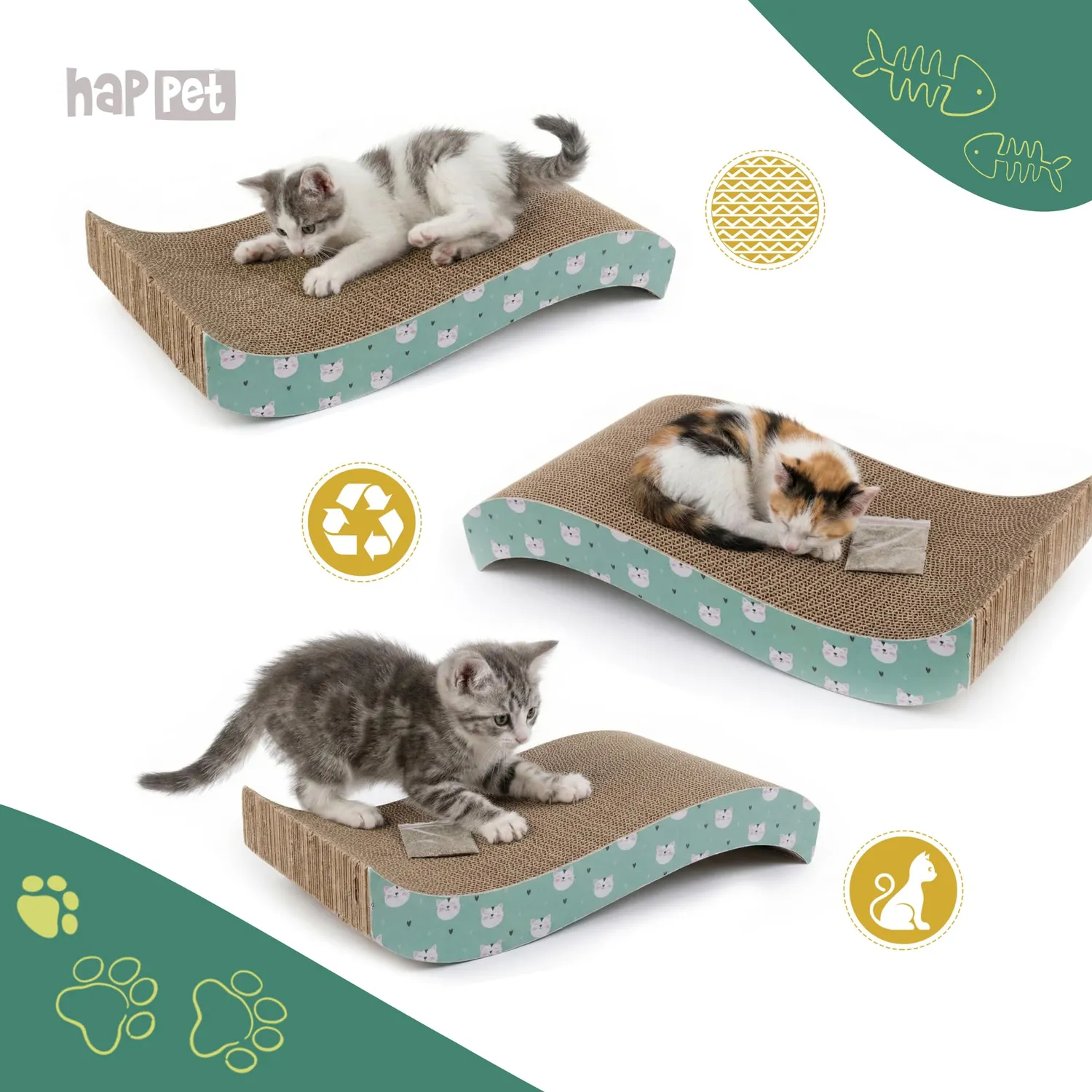 Happet Tiger Kratzpappe Katze 43x21x5 cm Minze