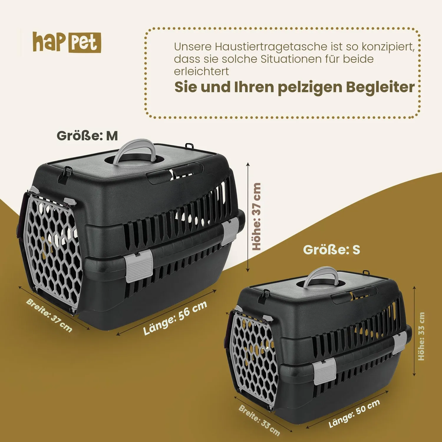 Happet Teddy S Katzentransportbox grau 50x33x33 cm