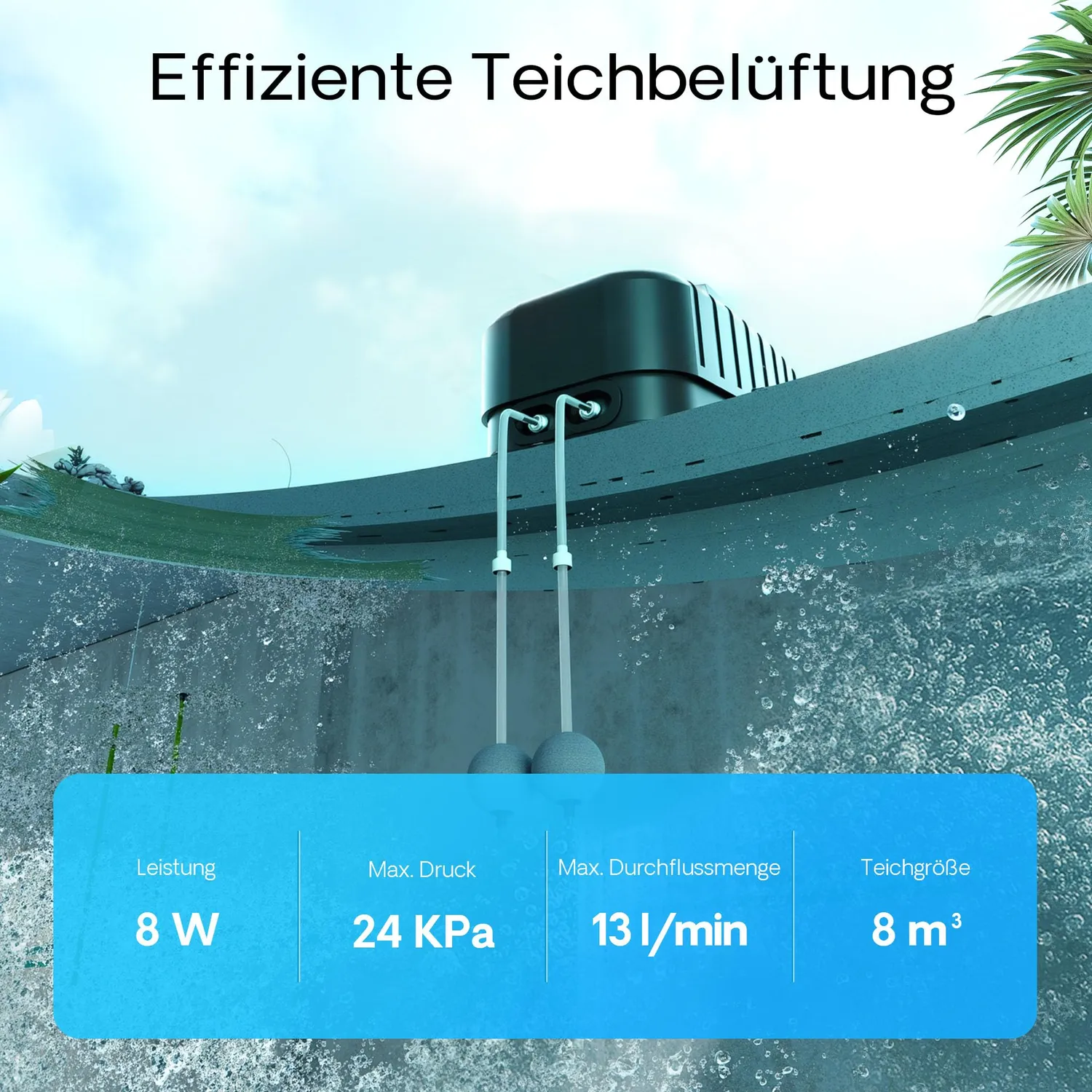 SunSun CAP-10 Luftpumpe 8W 13 l/min 4 Ausgänge
