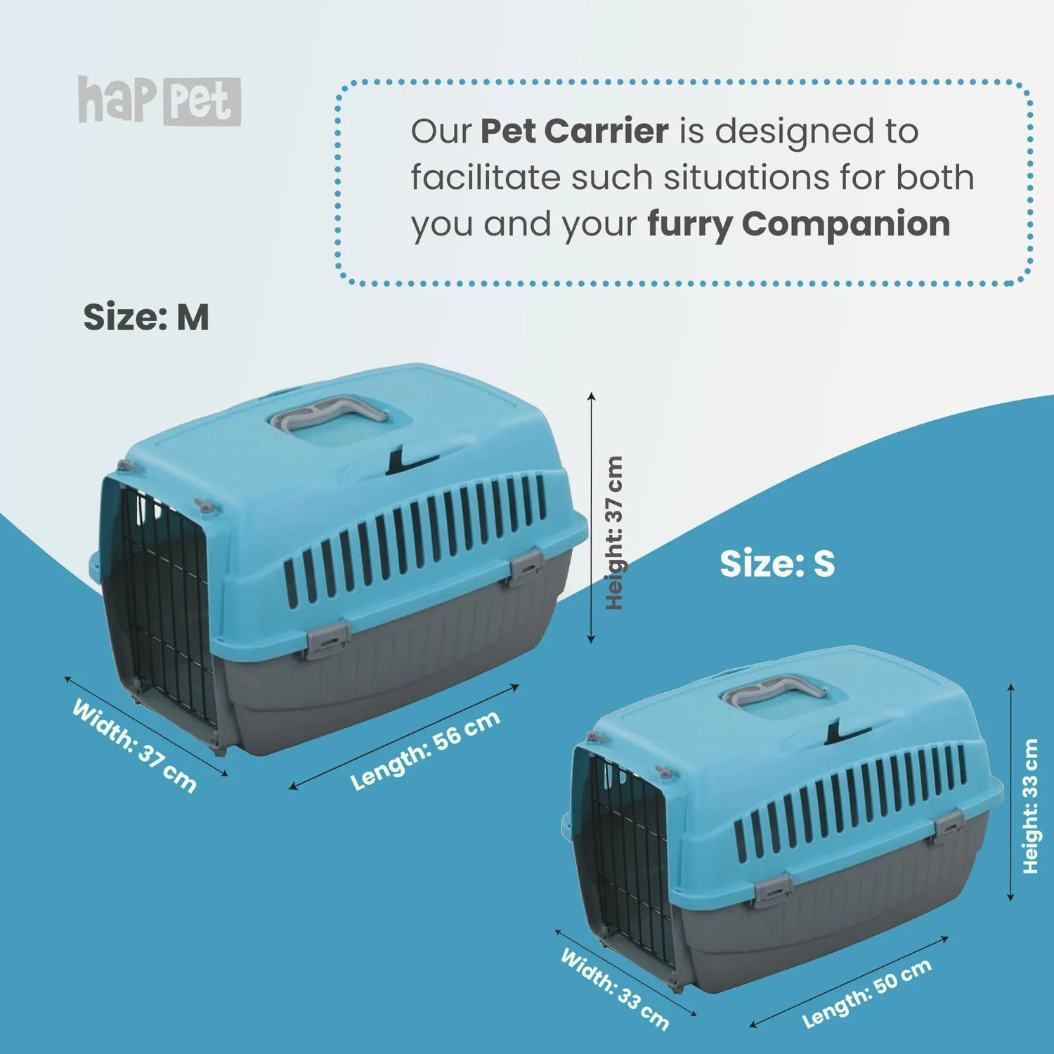 Happet Doggy Transportbox S Blau-Grau 49 cm
