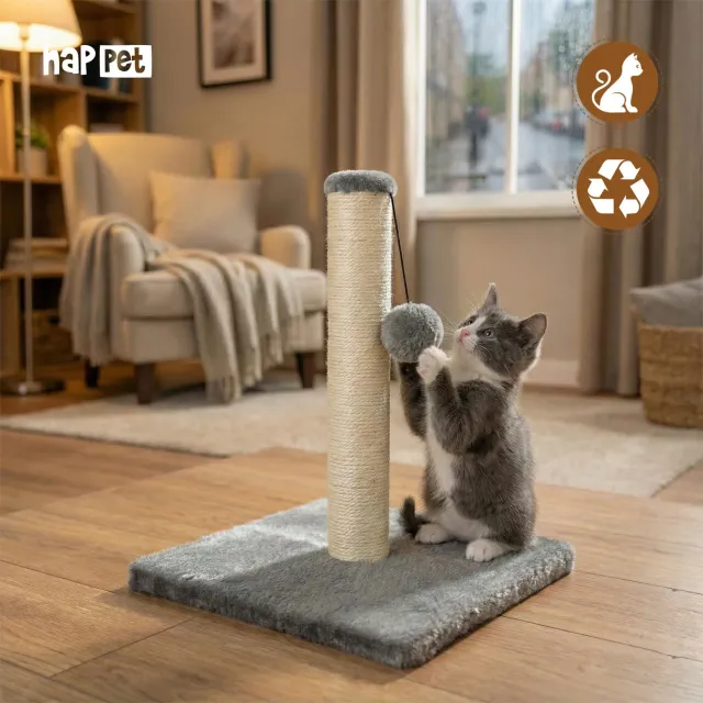 Happet Katzenkratzer Kratzbaum 41 cm Sisal mit Ball