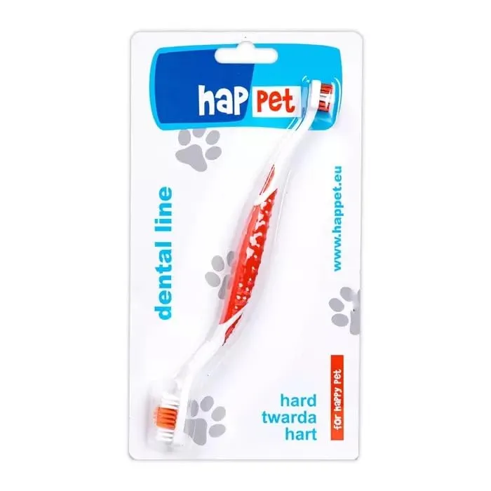 Happet Doppelseitige Zahnbürste Hund Katze Weiß-Rot Nylon
