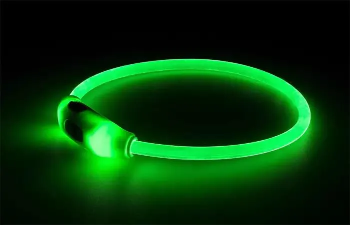 Happet USB-LED Hundehalsband S 40cm grün wasserdicht