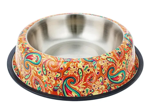 Happet Orange Hundenapf 23cm 0,7L Künstlerdesign Edelstahl