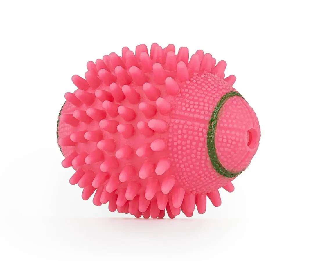 Happet Rugbyball 11 cm Hundespielzeug Rosa Quietsch