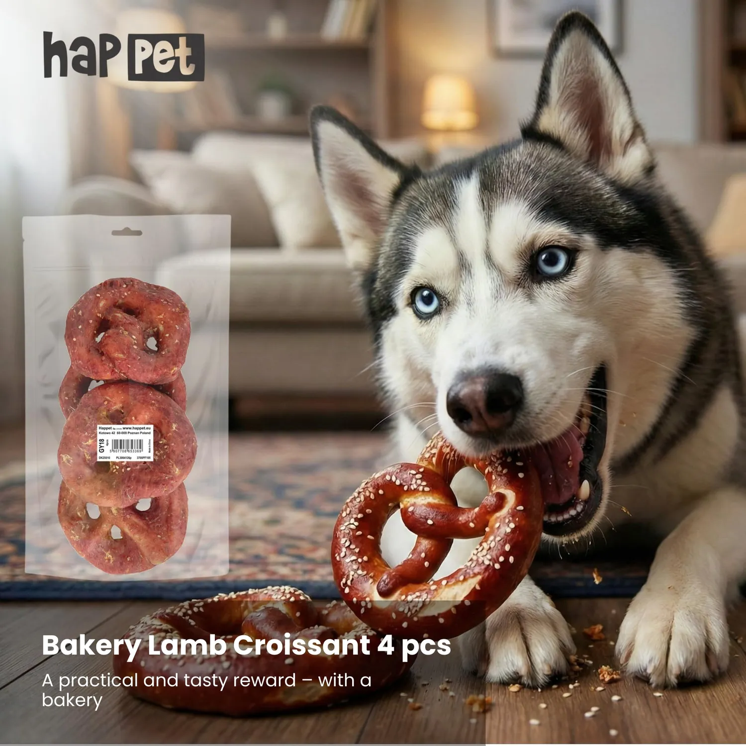 Happet Bakery Lamm Brezel Hundesnack 4 Stück getreidefrei