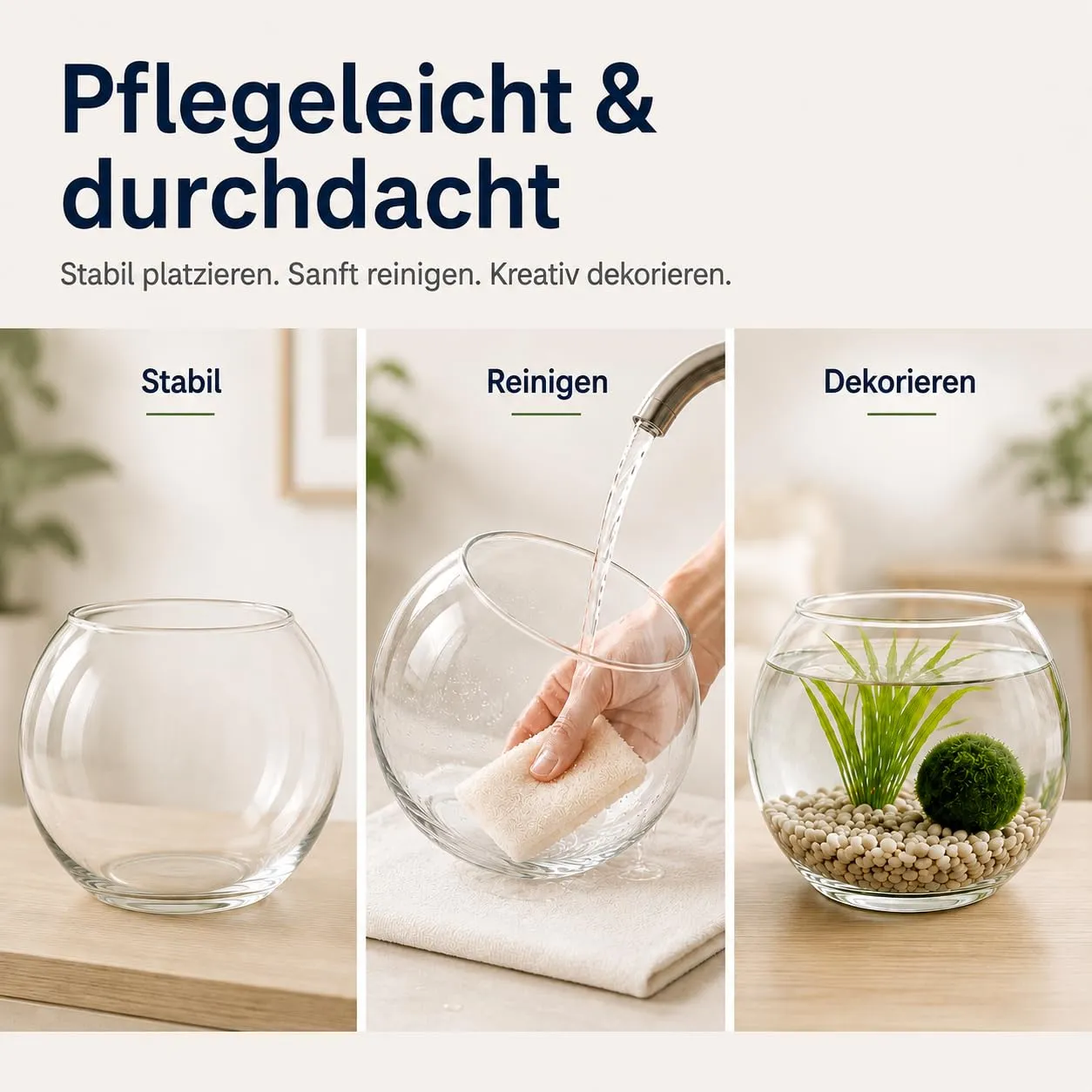 Happet Glasfischvase Rund Fischglas 4 Liter klar