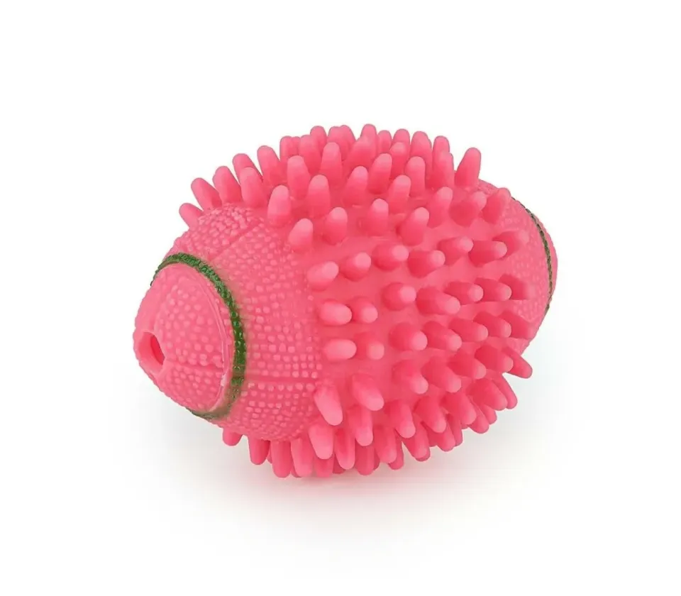 Happet Rugbyball 11 cm Hundespielzeug Rosa Quietsch