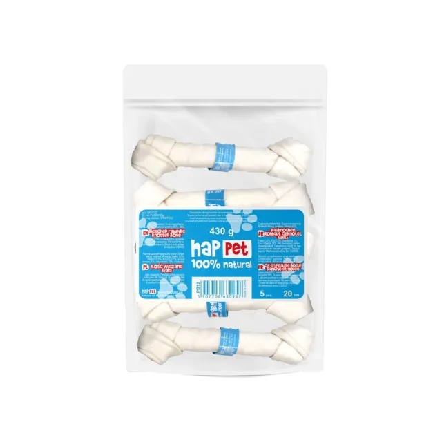 Happet Bindeknochen weiß Kauknochen 20 cm 5 Stück Rind