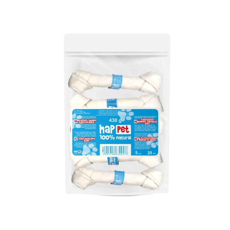 Happet Bindeknochen weiß Kauknochen 20 cm 5 Stück Rind