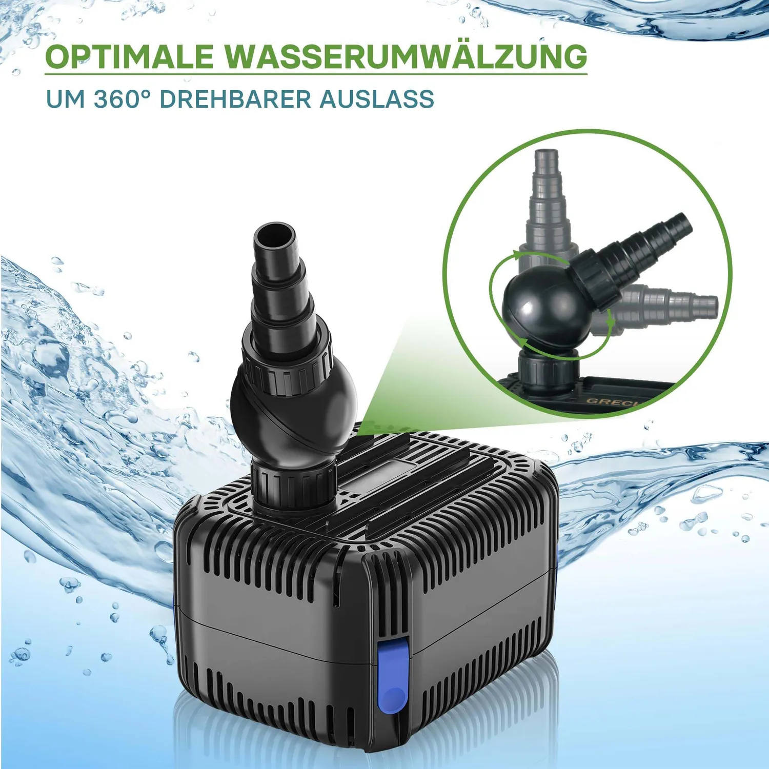 SunSun CDF-5800 Teichpumpe 5000 l/h 24V DC 40W