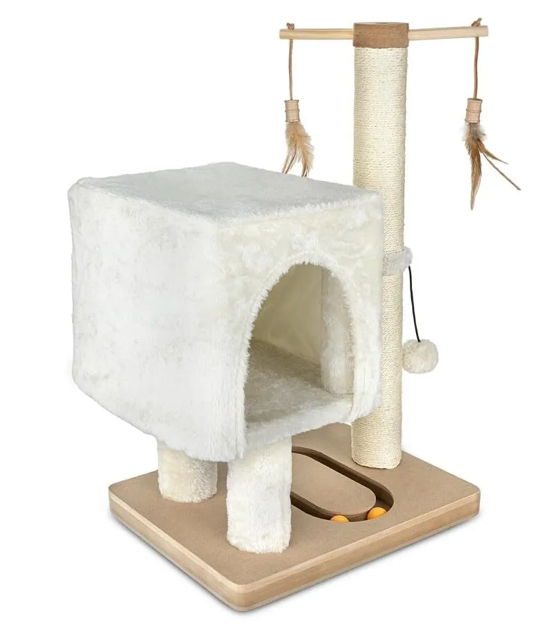 Happet Kratzbaum 64cm Hellbeige Haus Kugelbahn