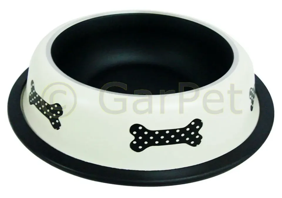 Happet Edelstahl Futternapf 2,4 L schwarz-weiß