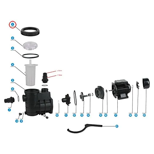 SunSun HZS-200/300 Filter-Verschraubung Ersatzteil Poolpumpe