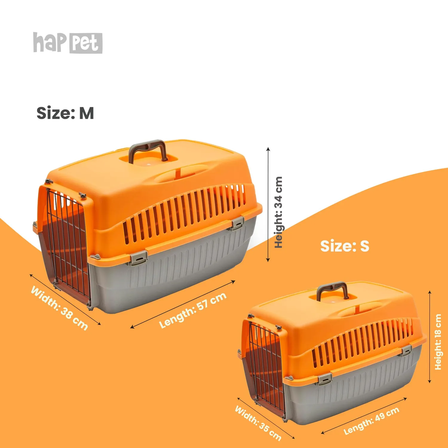 Happet Doggy Transportbox M Orange-Grau 54 cm