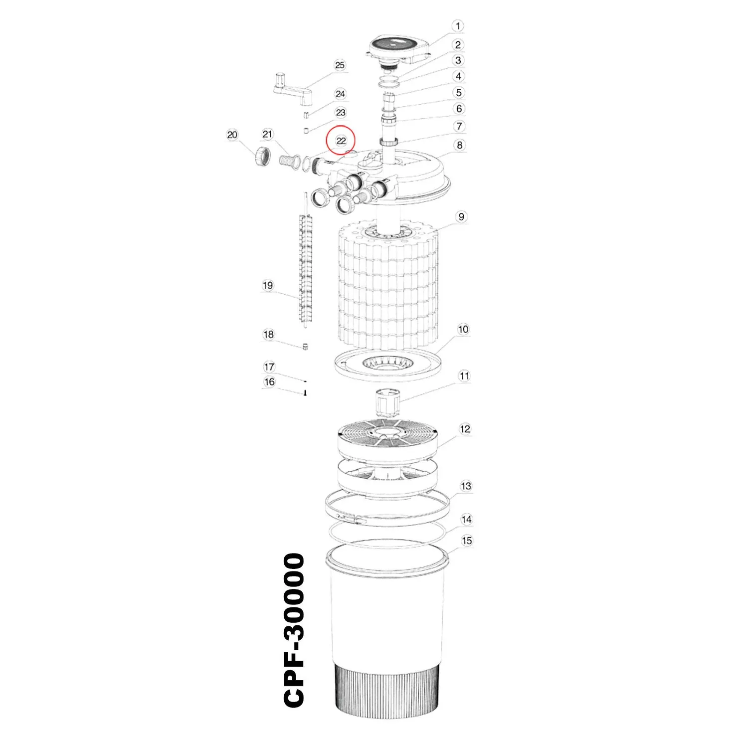 SunSun CPF-20000/30000/50000 Druckteichfilter Deckel Ersatzteil