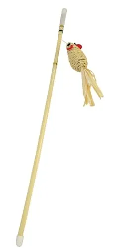 Happet Angelrute Katze 48 cm Vogel mit Federn